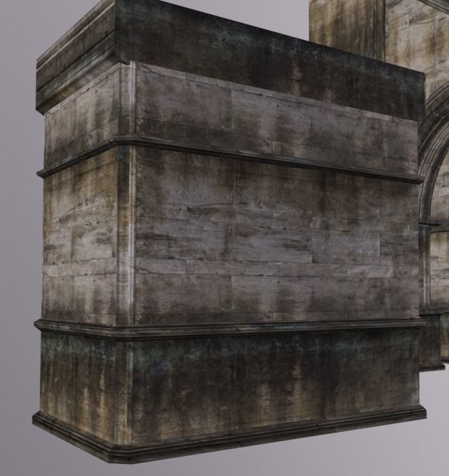 Stairs Museum Stone Pack Low-poly 3D model_3