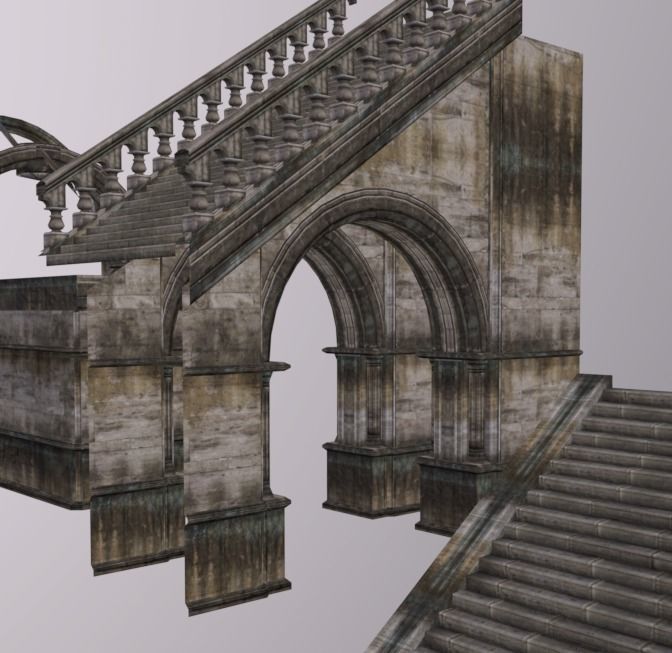 Stairs Museum Stone Pack Low-poly 3D model_4