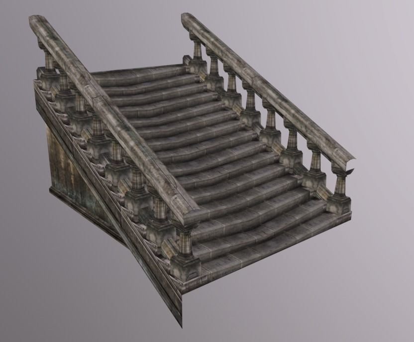 Stairs Museum Stone Pack Low-poly 3D model_7
