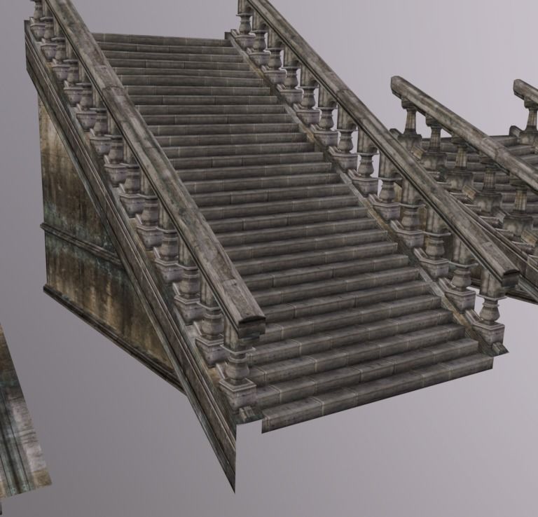 Stairs Museum Stone Pack Low-poly 3D model_6
