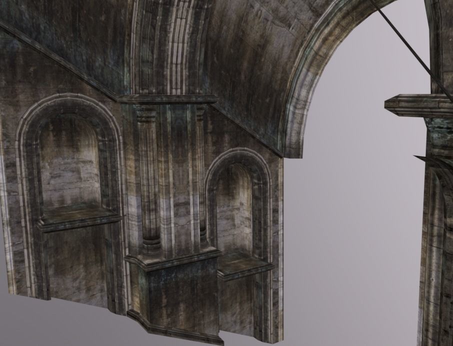 Stairs Museum Stone Pack Low-poly 3D model_2