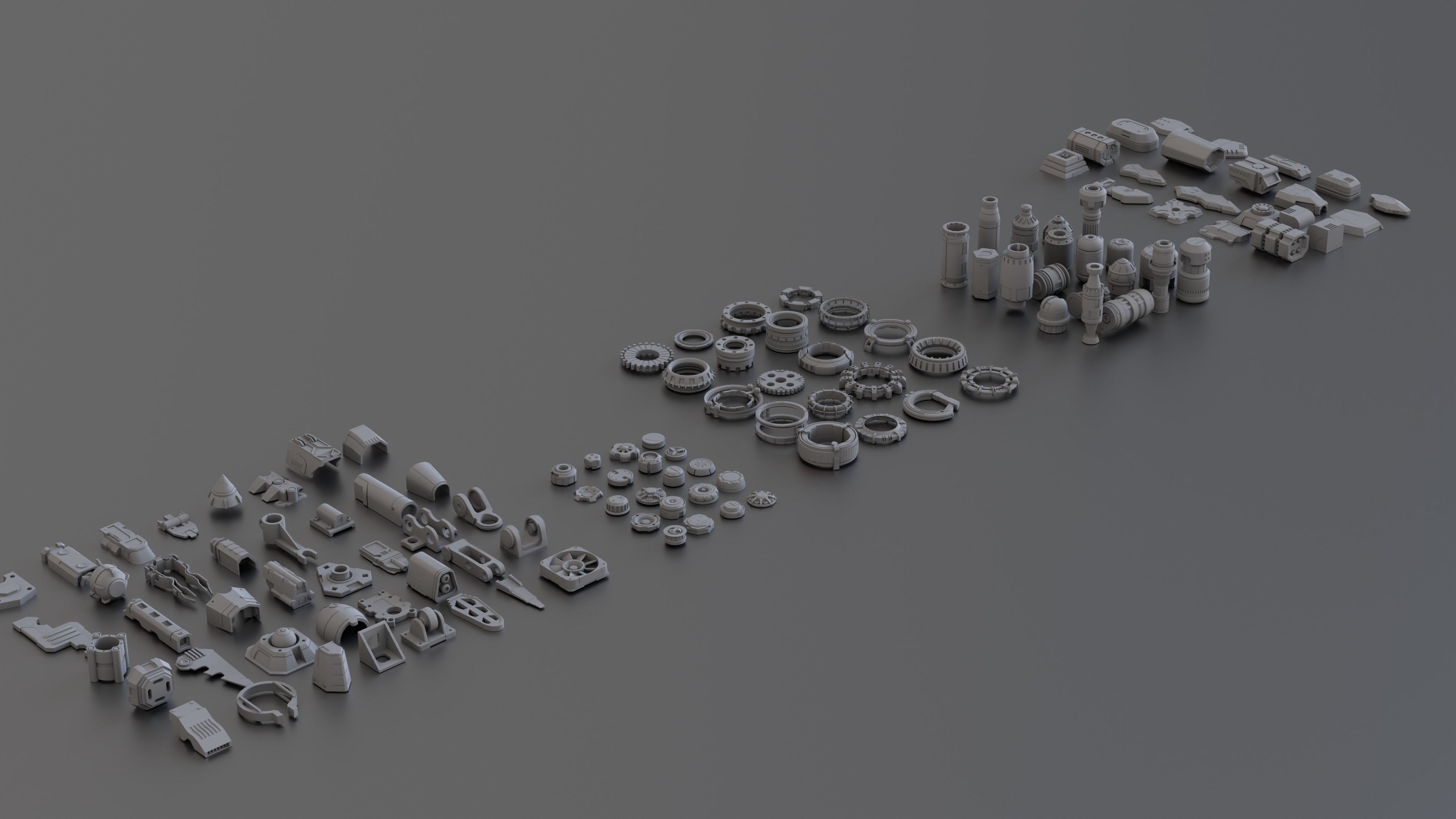 Kitbash Pack -150 PIECES Low-poly 3D model_1