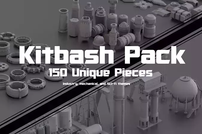Kitbash Pack -150 PIECES Low-poly 3D model