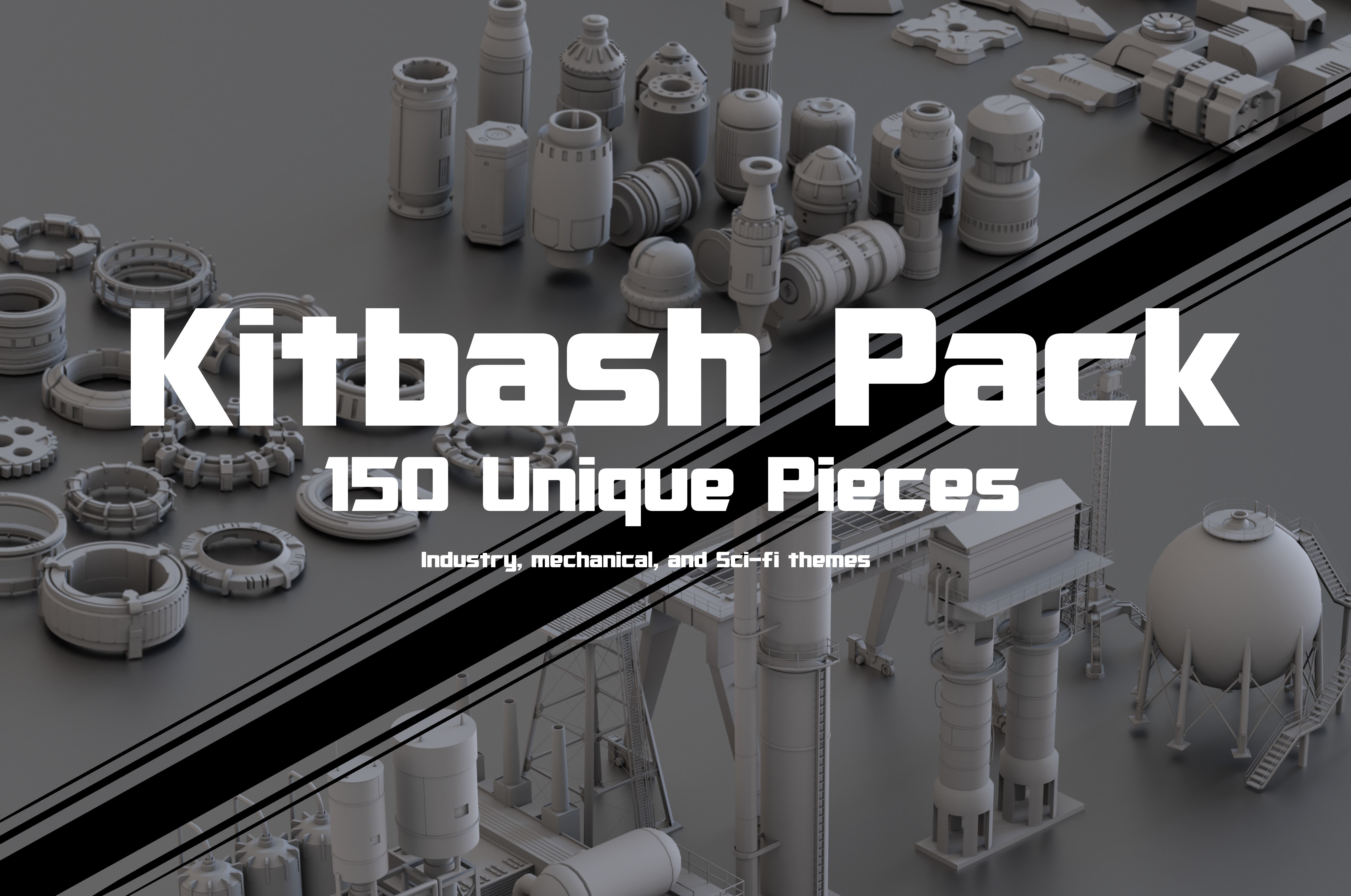 Kitbash Pack -150 PIECES Low-poly 3D model_11