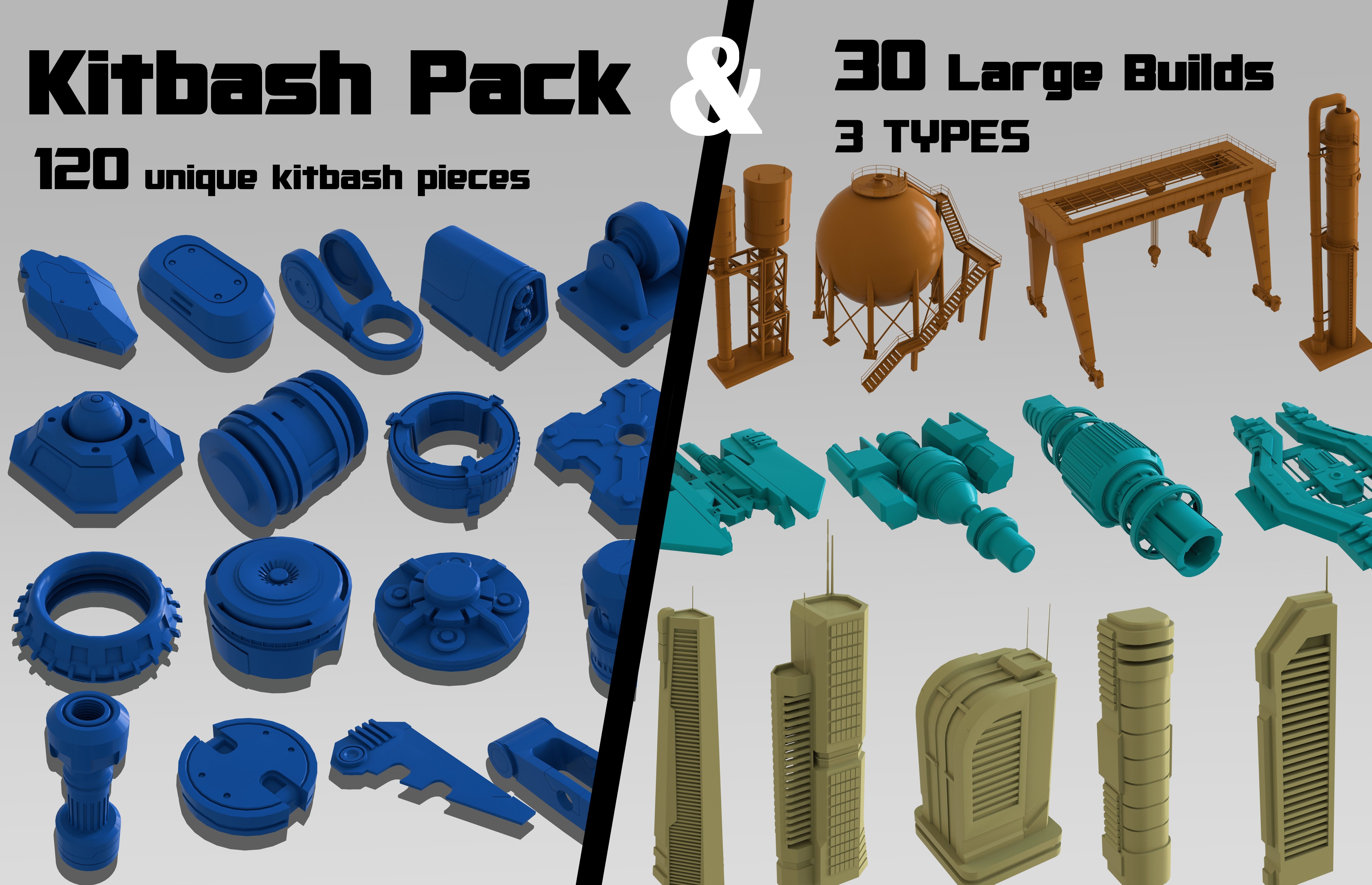 Kitbash Pack -150 PIECES Low-poly 3D model_14