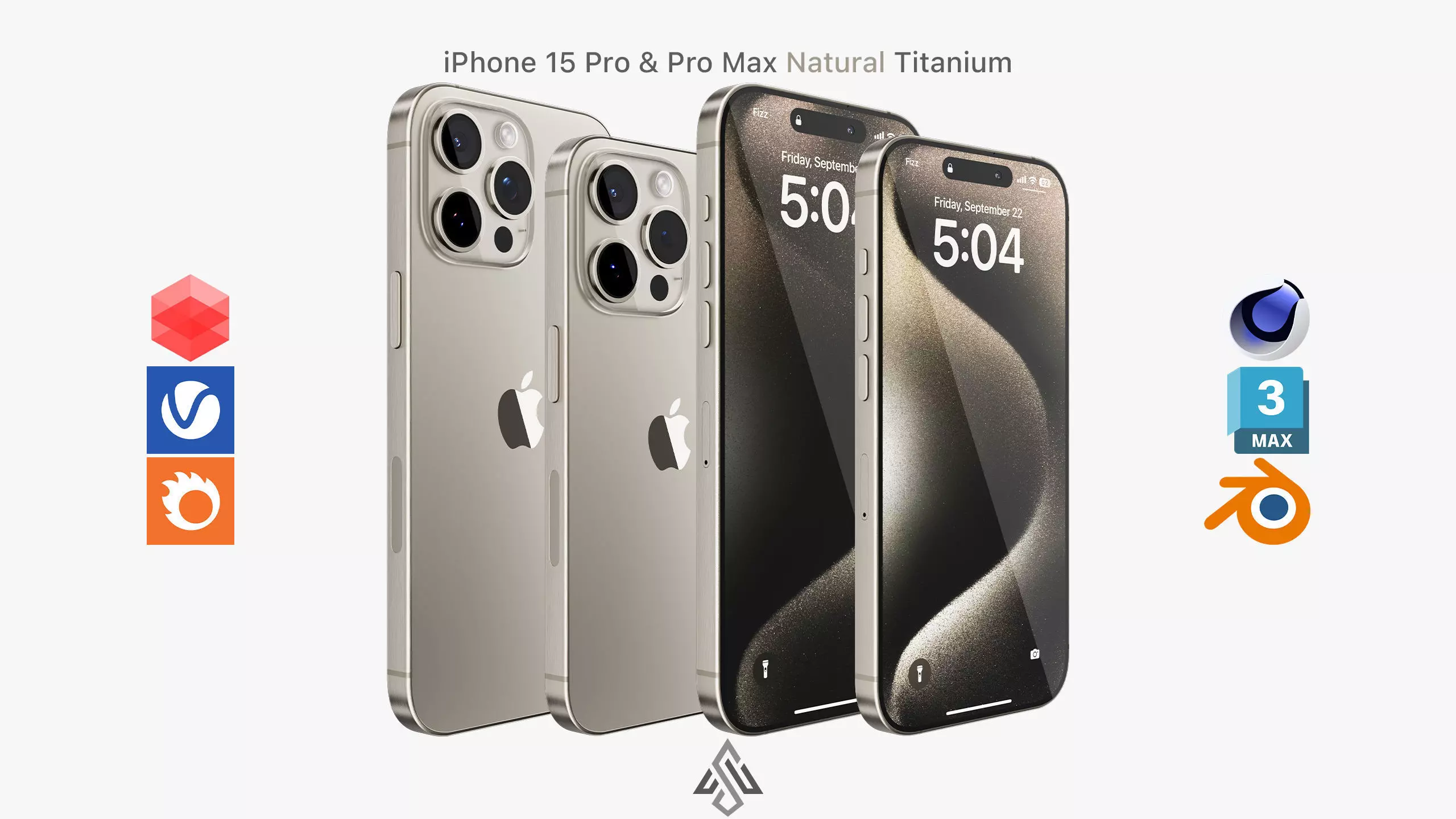 Apple iPhone 15 Pro - Pro Max Natural Titanium 3D model_0