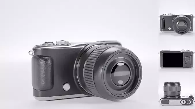 Pocket digital mirrorless camera Low-poly 3D model