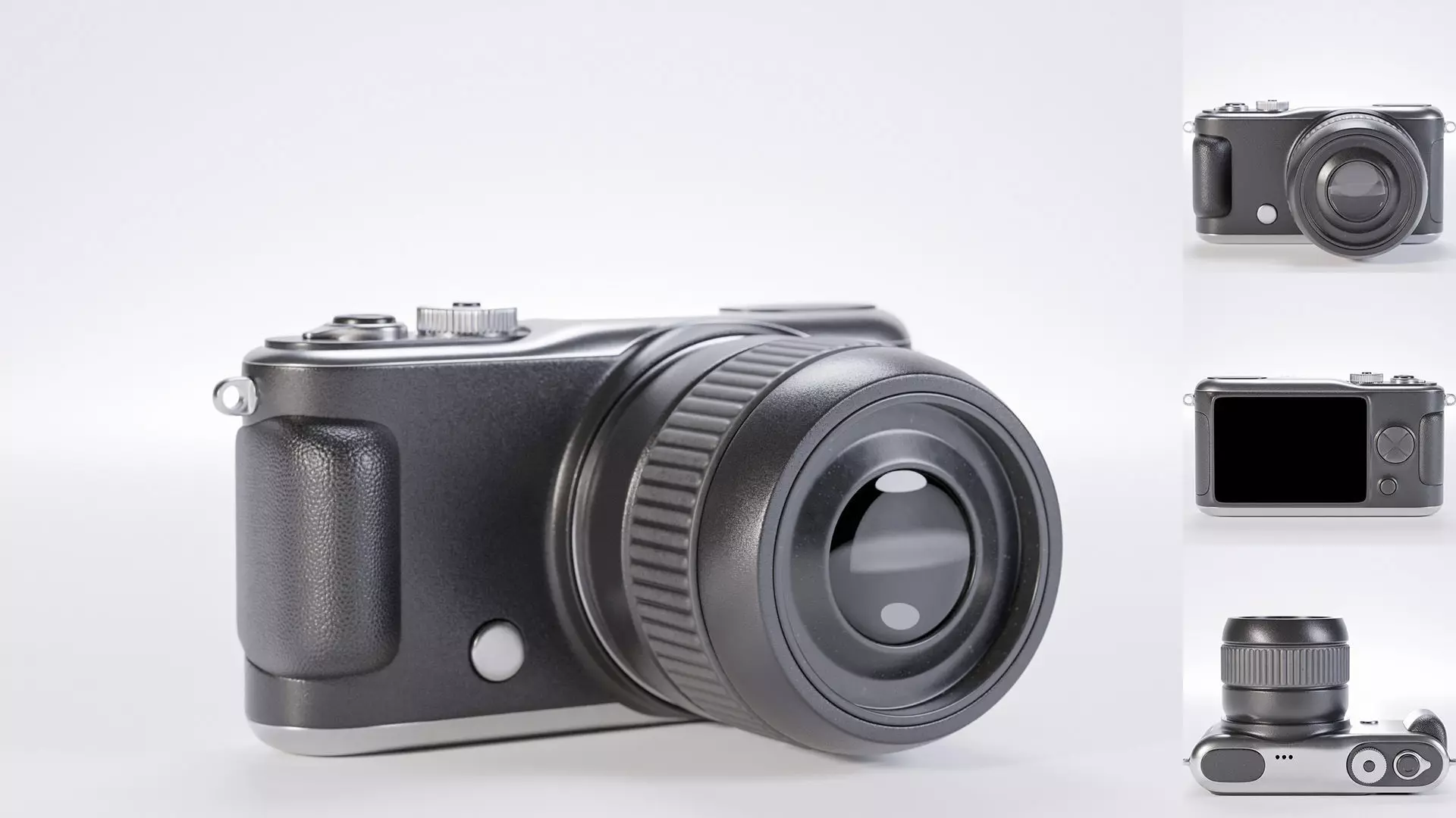 Pocket digital mirrorless camera Low-poly 3D model_0