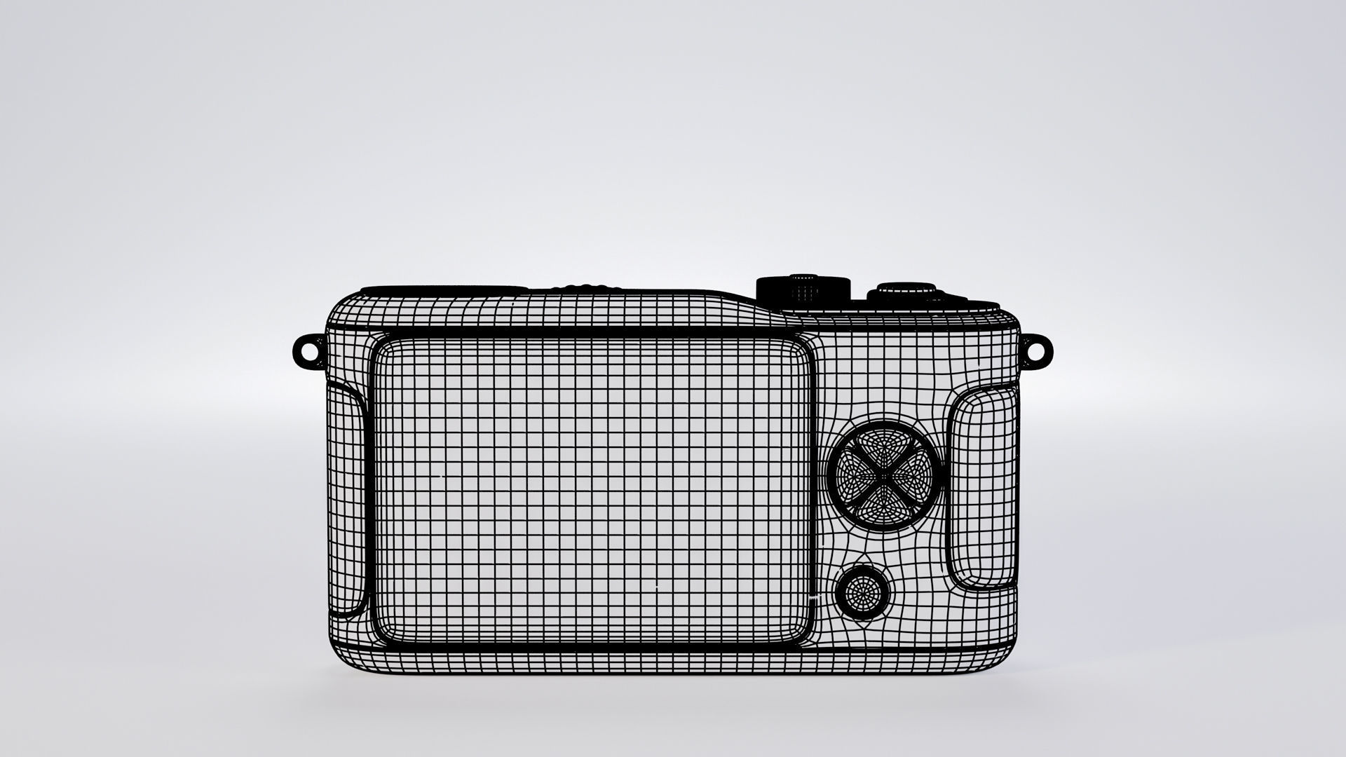 Pocket digital mirrorless camera Low-poly 3D model_8