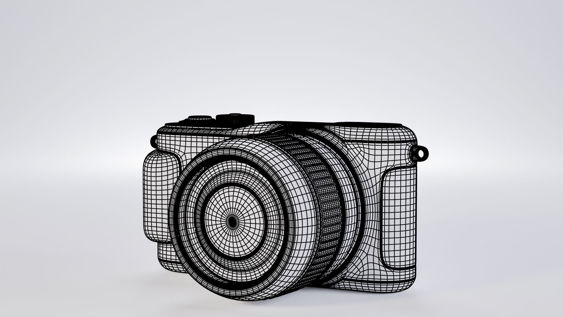 Pocket digital mirrorless camera Low-poly 3D model_2