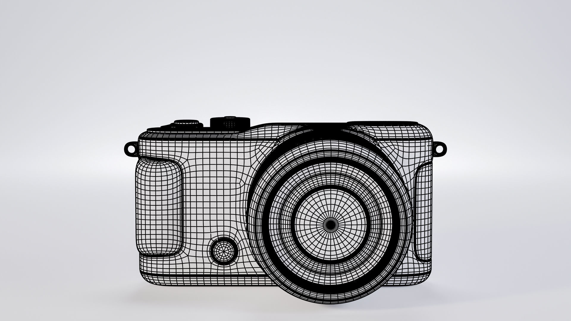 Pocket digital mirrorless camera Low-poly 3D model_20