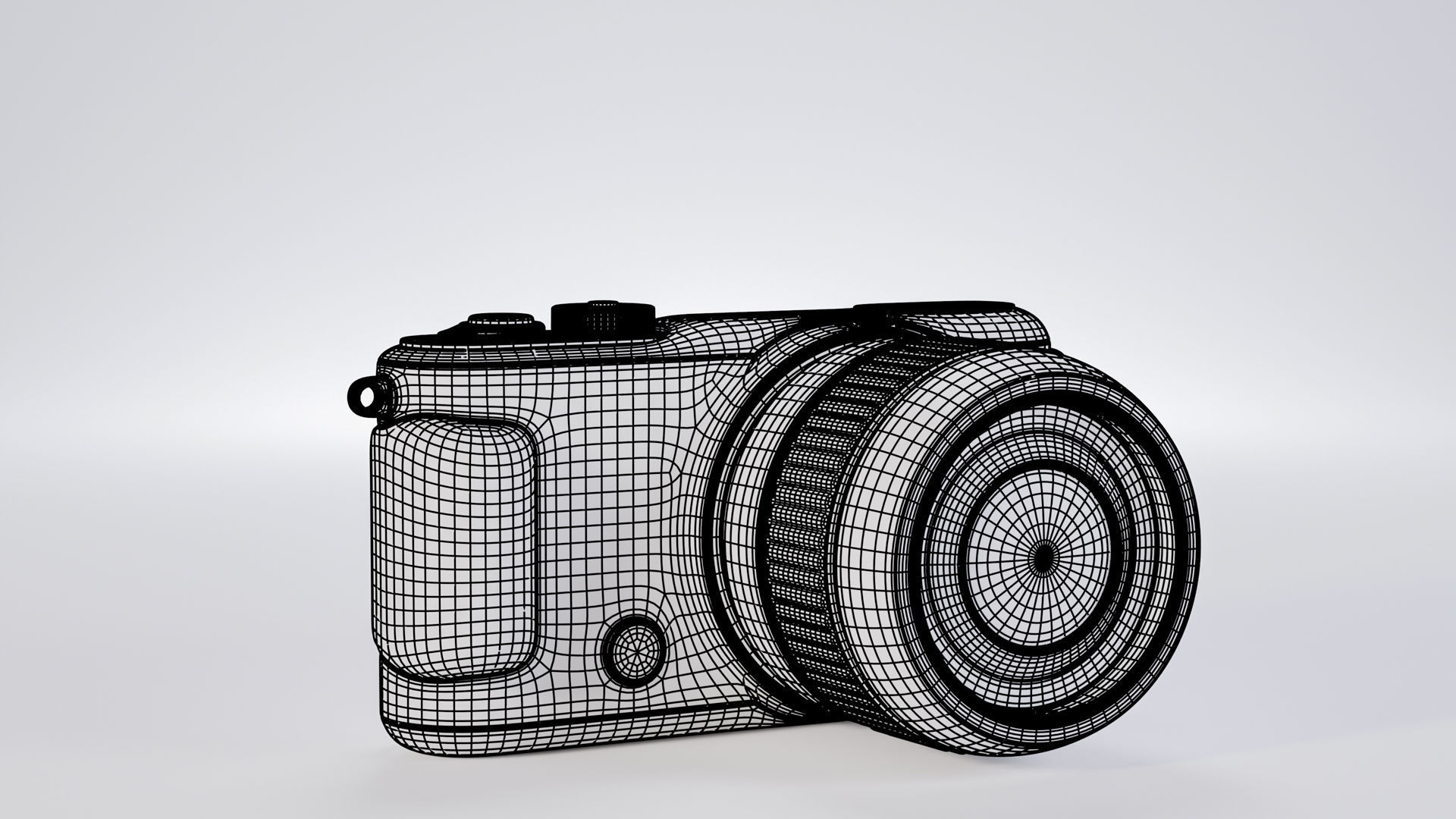 Pocket digital mirrorless camera Low-poly 3D model_17