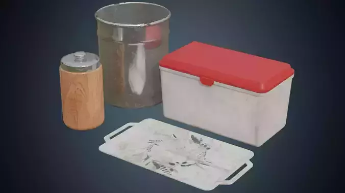 Medical Containers 1B Low-poly 3D model