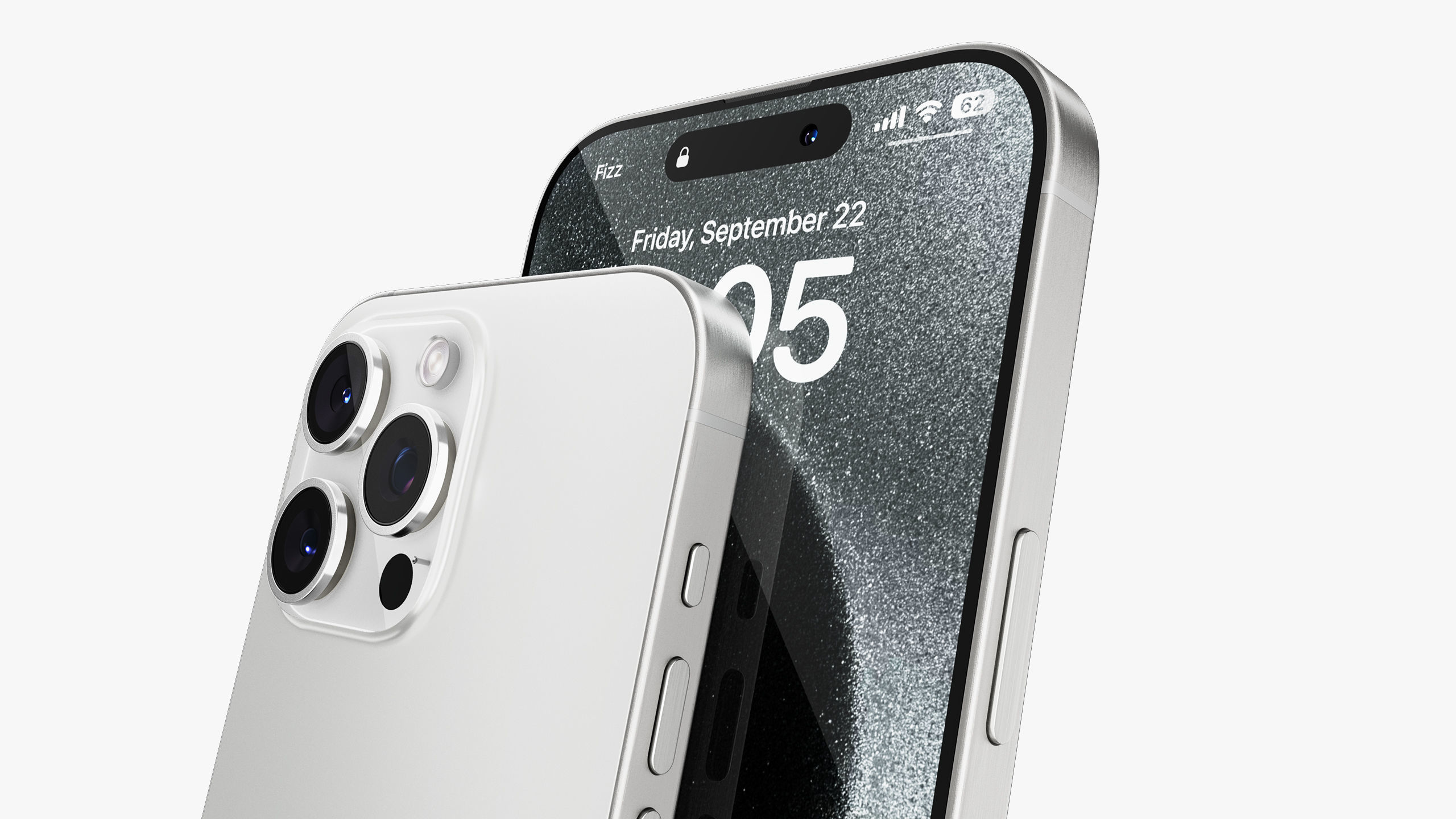 Apple iPhone 15 Pro  - Pro Max White Titanium 3D model_17