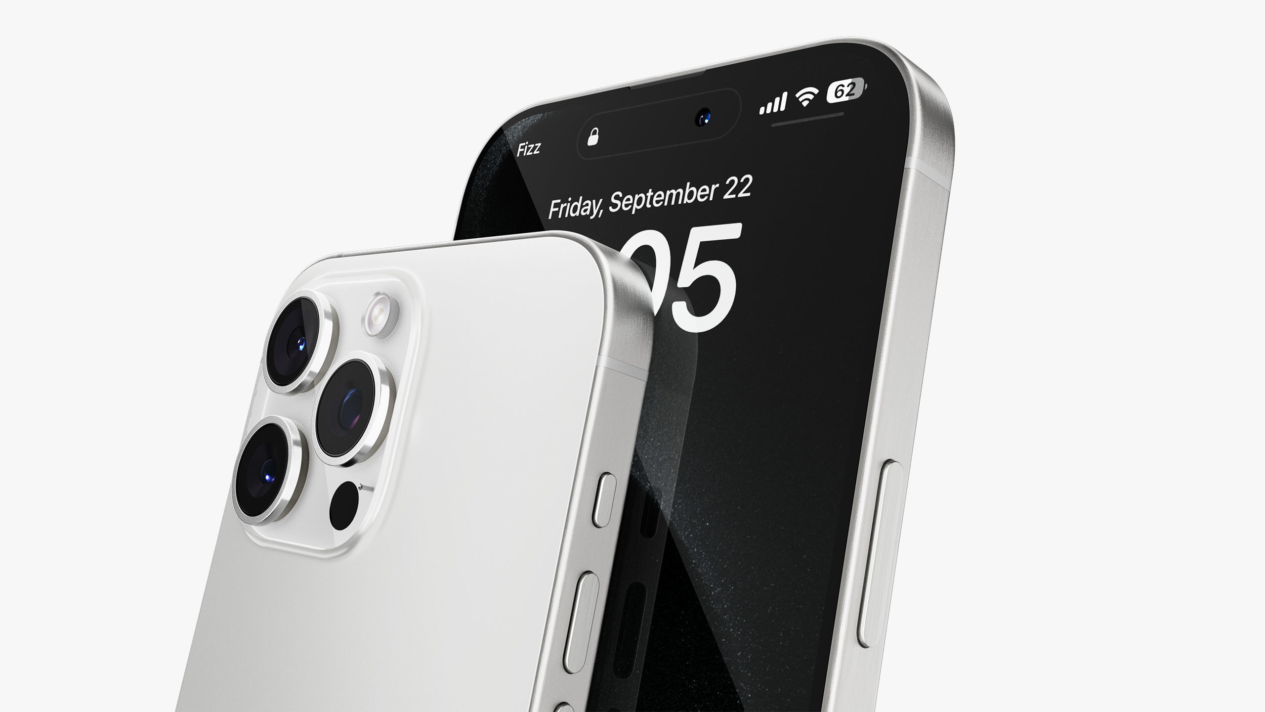 Apple iPhone 15 Pro  - Pro Max White Titanium 3D model_25