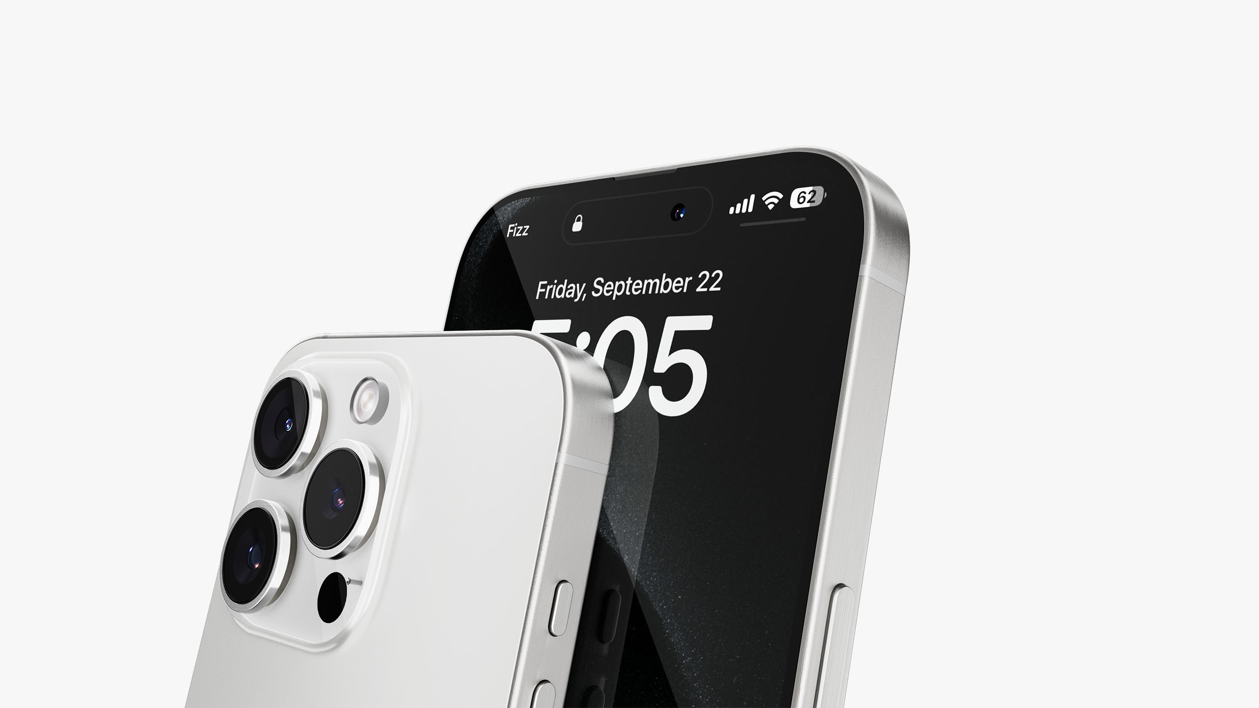 Apple iPhone 15 Pro  - Pro Max White Titanium 3D model_26