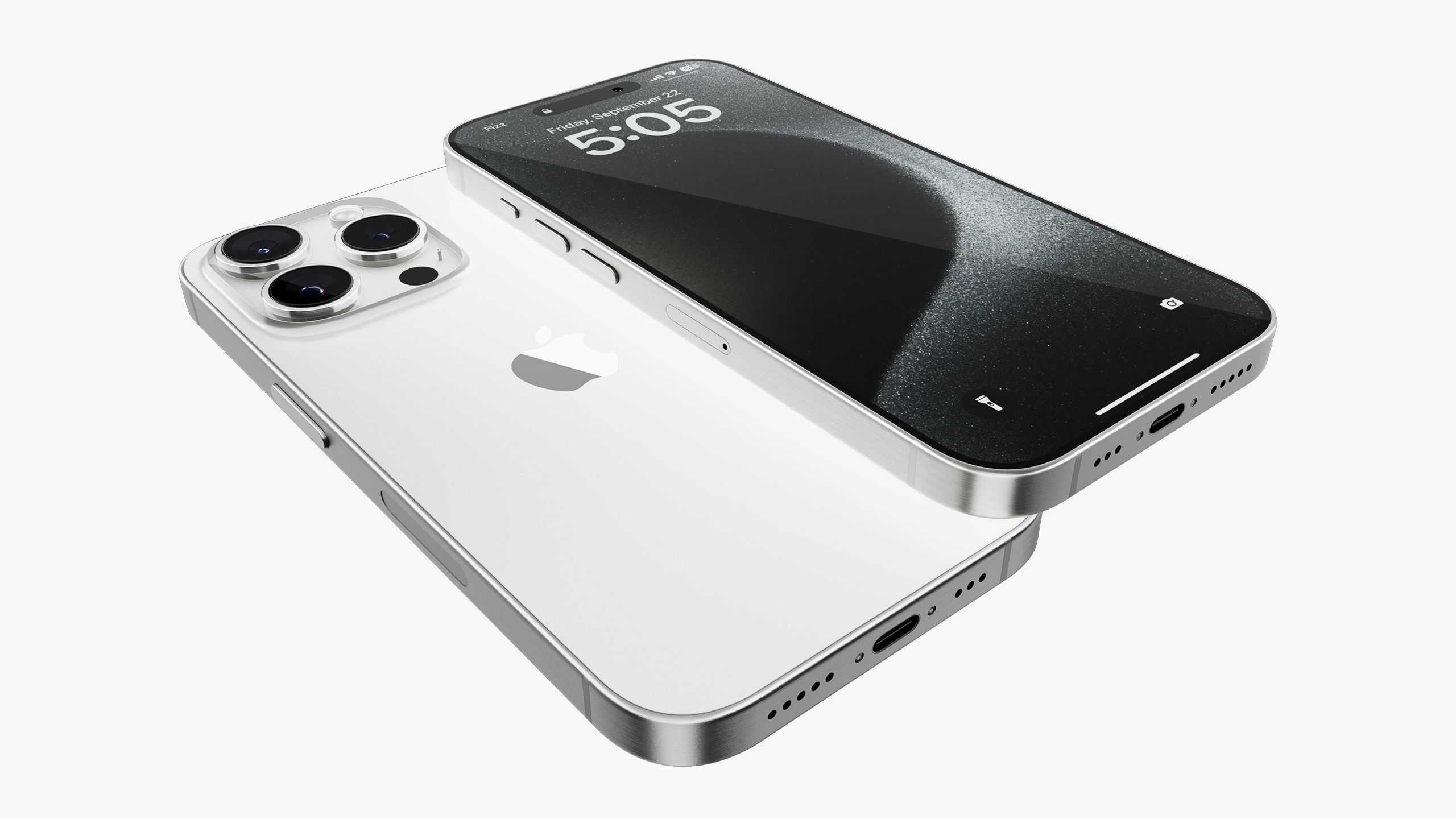 Apple iPhone 15 Pro  - Pro Max White Titanium 3D model_24
