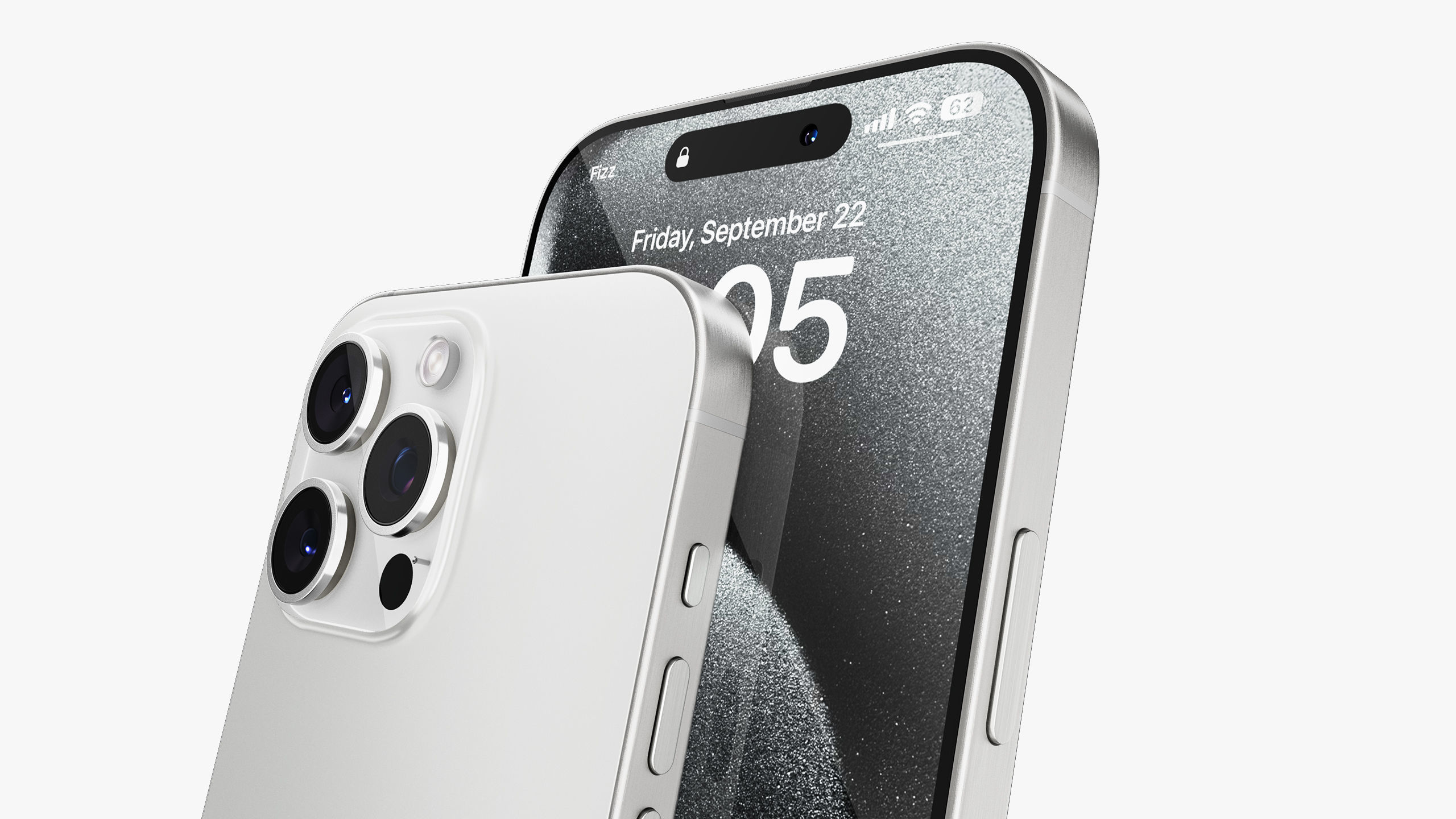 Apple iPhone 15 Pro  - Pro Max White Titanium 3D model_9