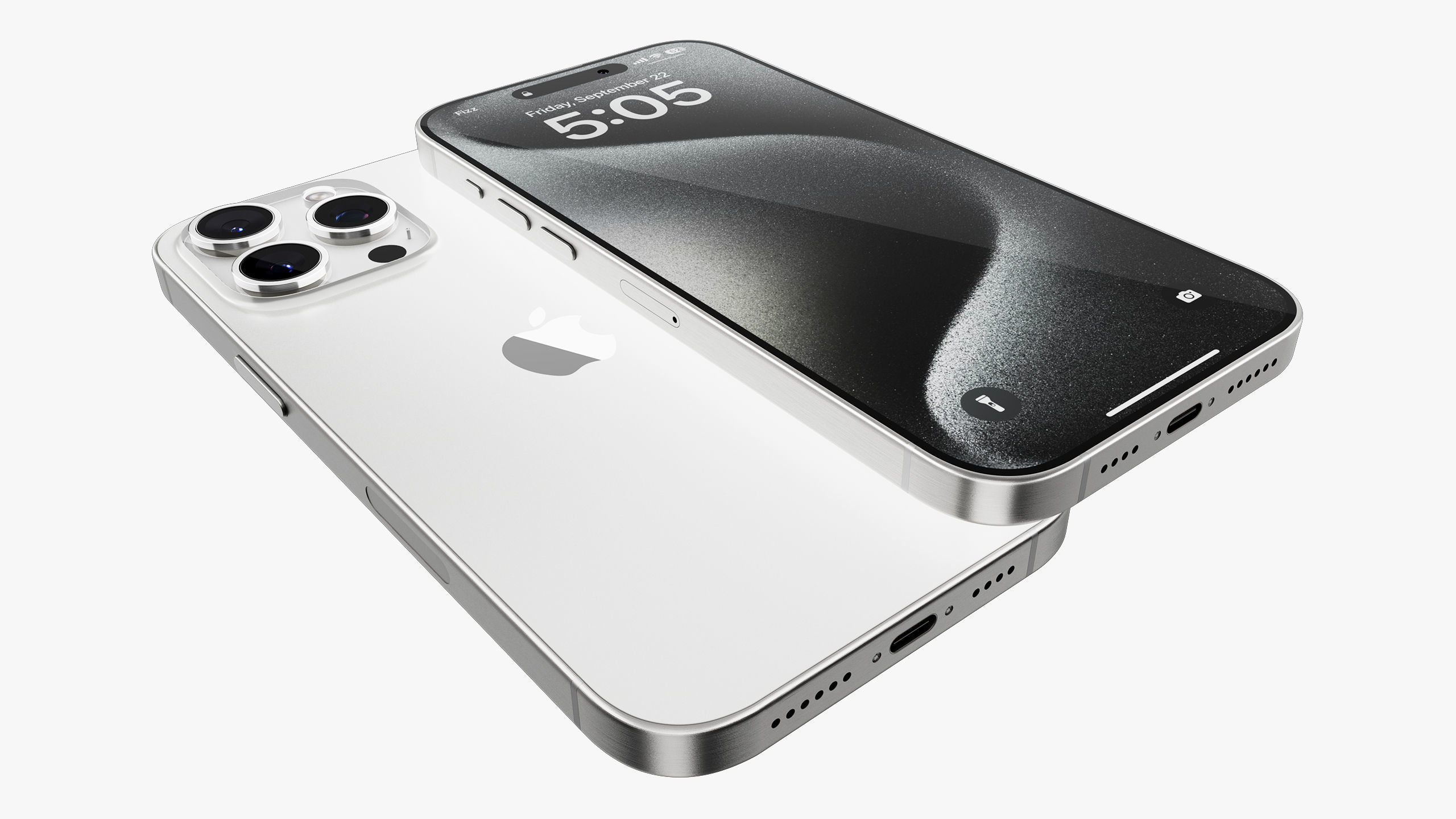 Apple iPhone 15 Pro  - Pro Max White Titanium 3D model_15