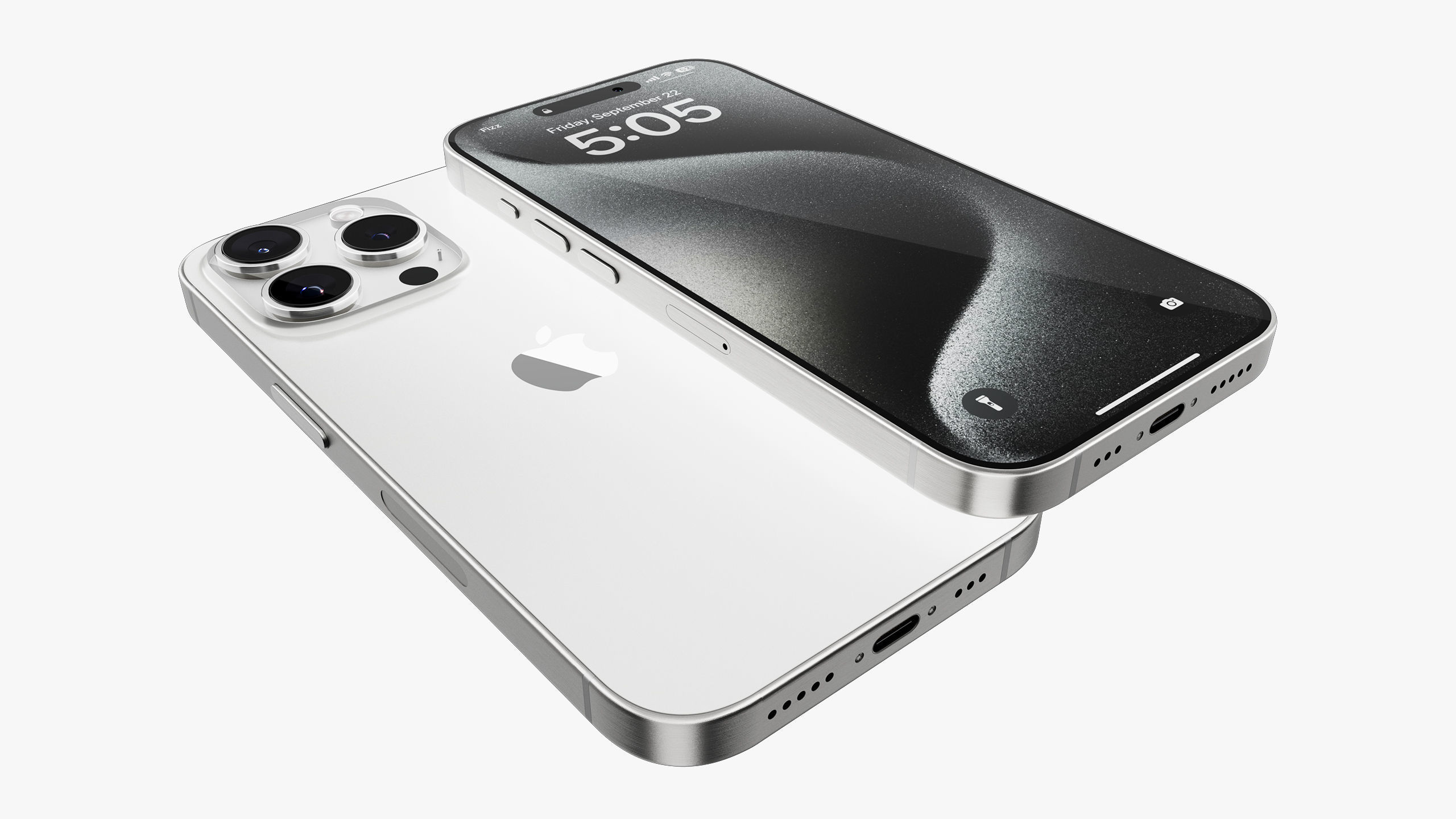 Apple iPhone 15 Pro  - Pro Max White Titanium 3D model_16