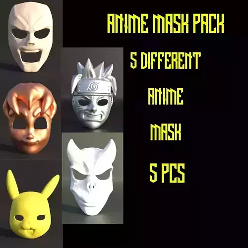 Anime Mask Pack of 5 PCS Anime Character Mask  3D print model