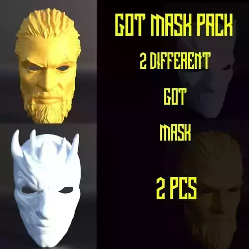 Game Of Thrones Mask Pack of 5 PCS Night King  Kahl Drogo  3D print model
