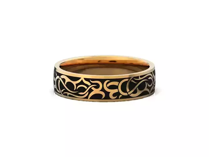 man wedding ring with enamel and patterns 952 3D print model