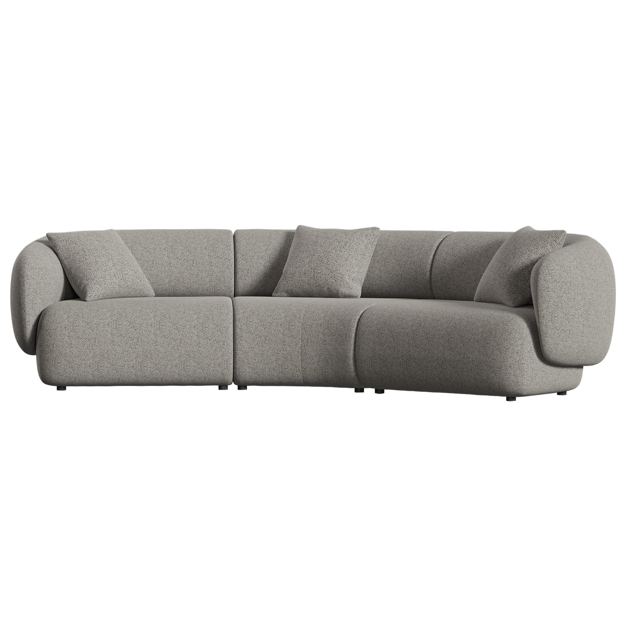 Auburn Performance Fabric Curve 3 Seater Sofa 3D model_9