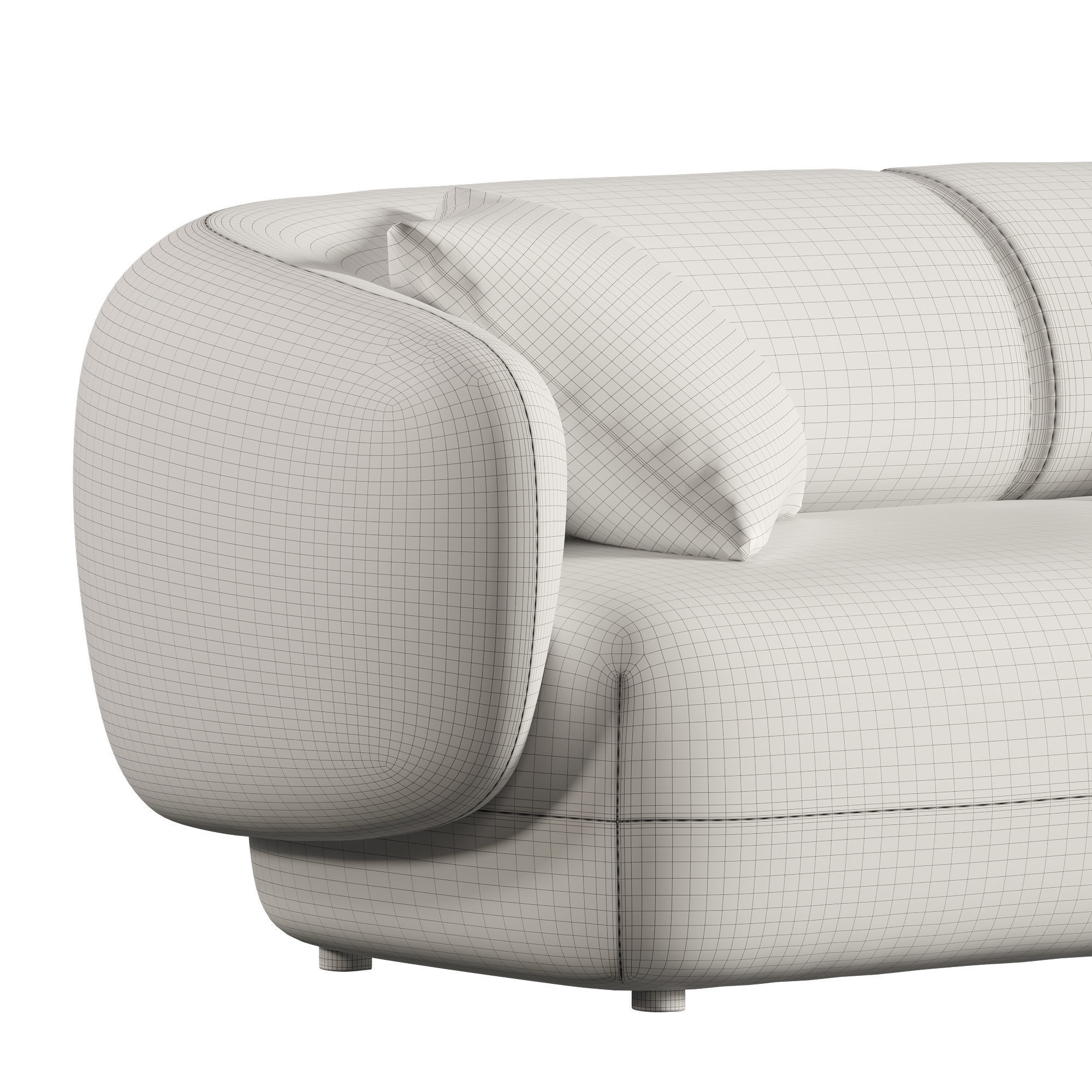 Auburn Performance Fabric Curve 3 Seater Sofa 3D model_5