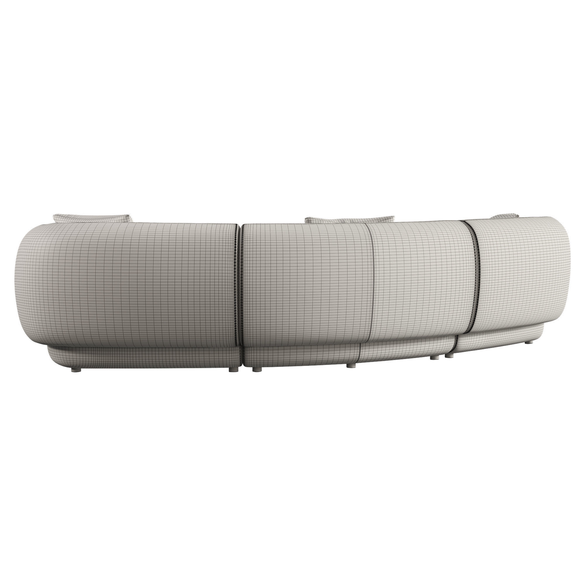Auburn Performance Fabric Curve 3 Seater Sofa 3D model_13