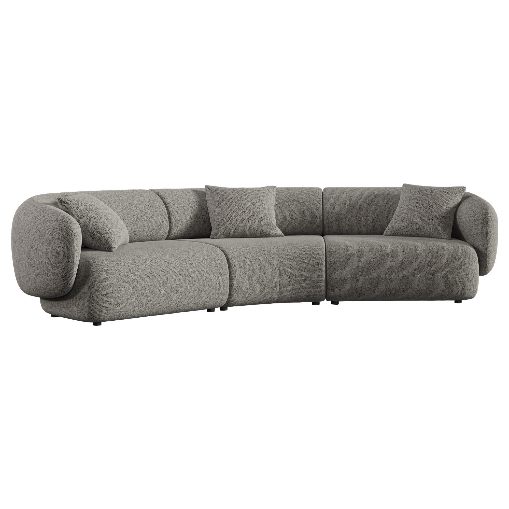 Auburn Performance Fabric Curve 3 Seater Sofa 3D model_8
