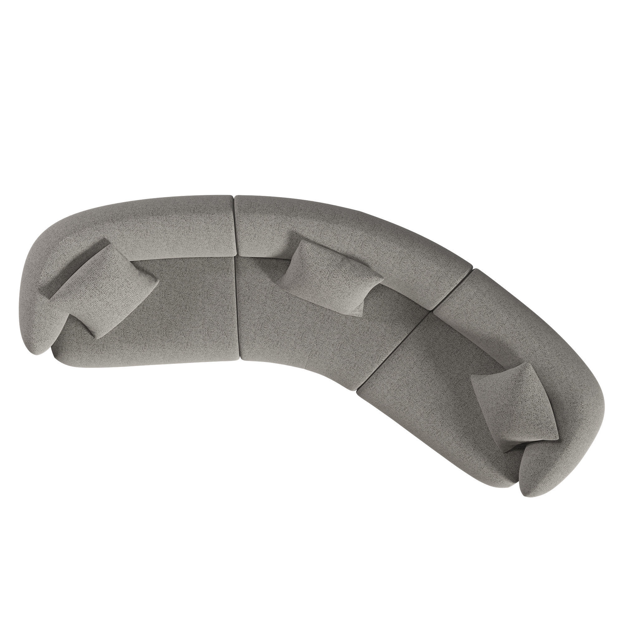 Auburn Performance Fabric Curve 3 Seater Sofa 3D model_2