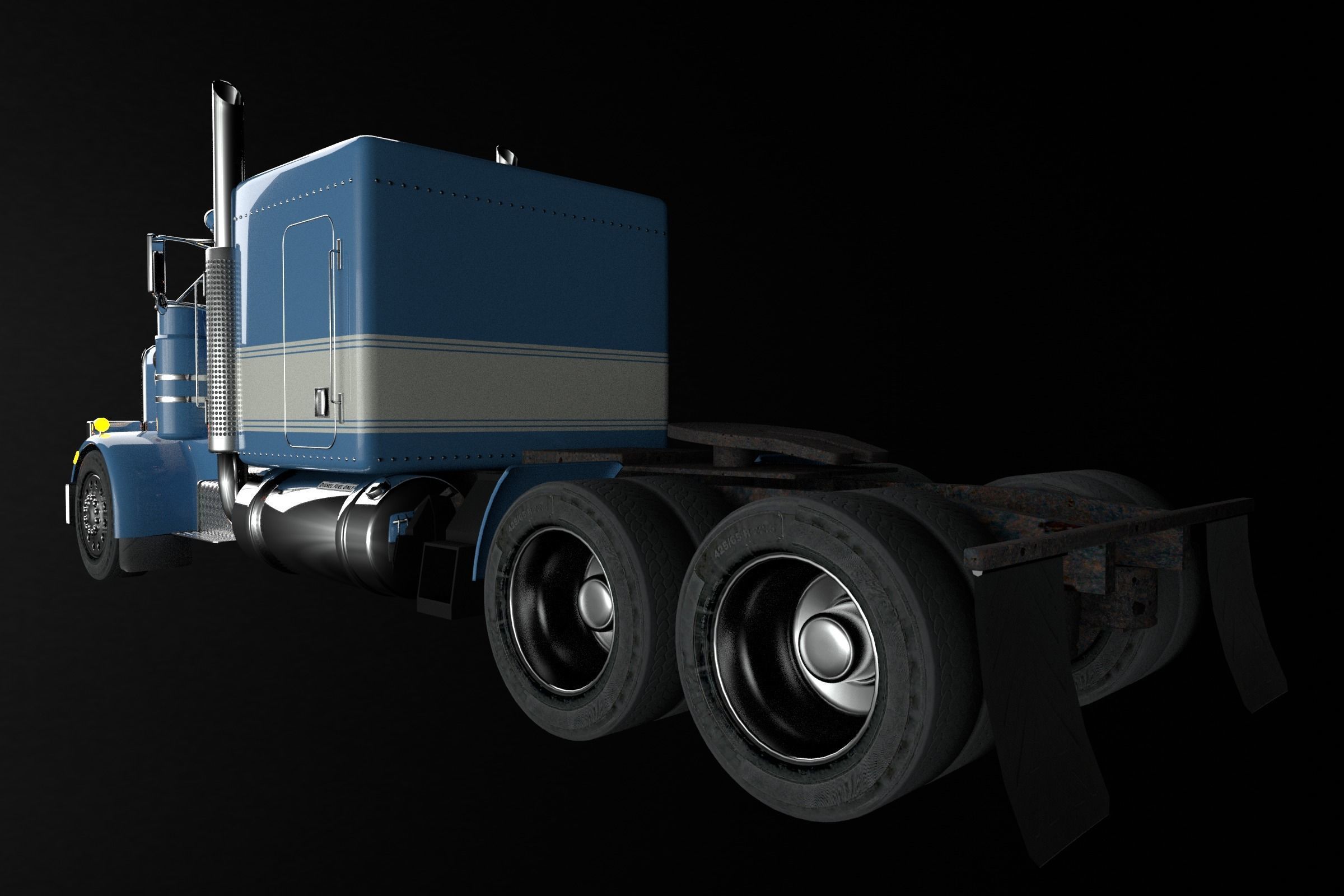 Realistic Peterbilt 359 with Interior and  Low Poly Count Low-poly 3D model_5