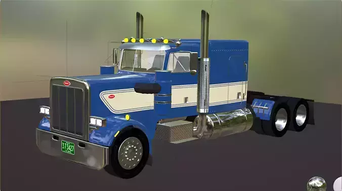 Realistic Peterbilt 359 with Interior and  Low Poly Count