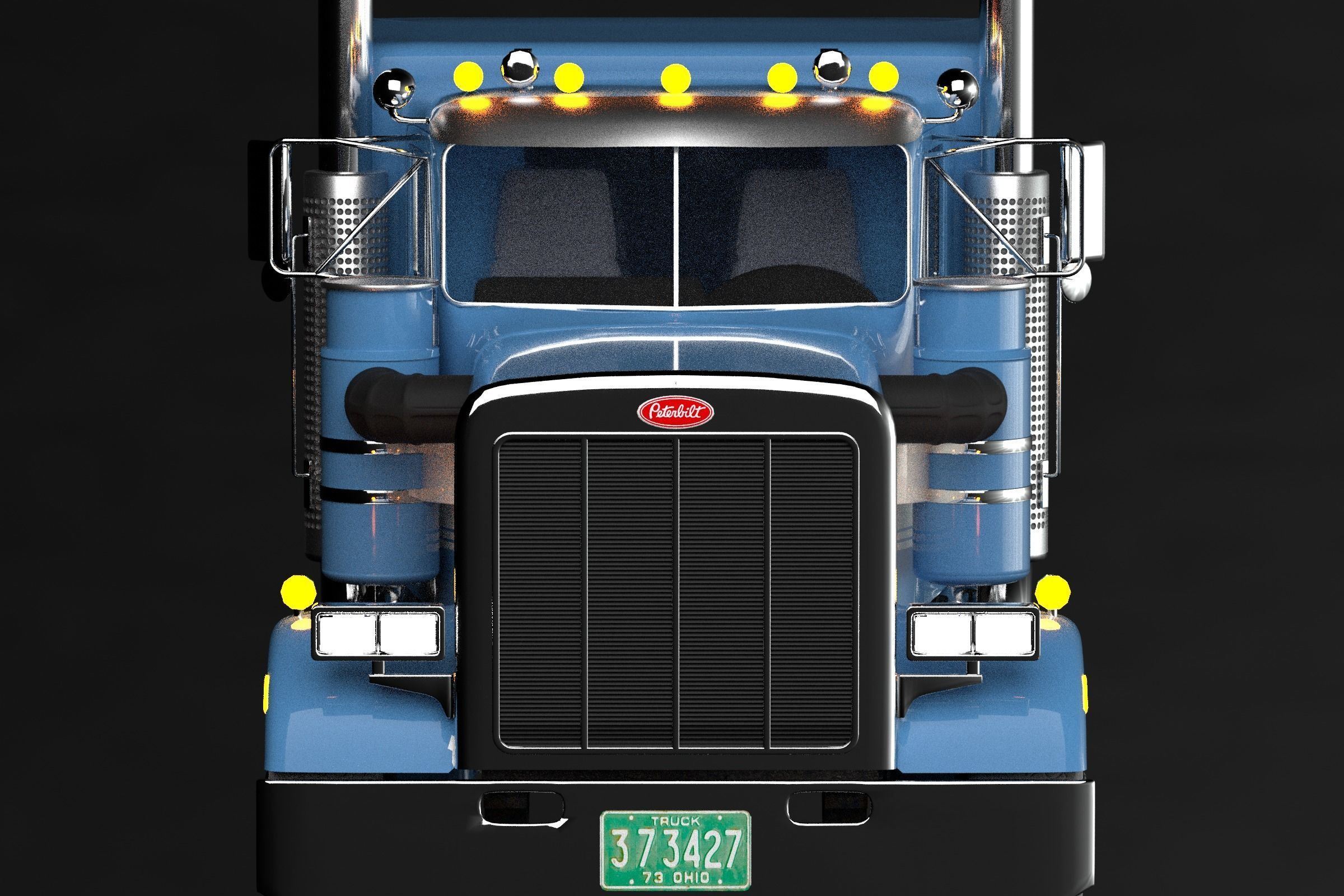 Realistic Peterbilt 359 with Interior and  Low Poly Count Low-poly 3D model_3