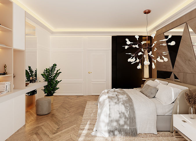 Photorealistic bedroom in native blend file by-VIZFROMBLENDER 3D model 7