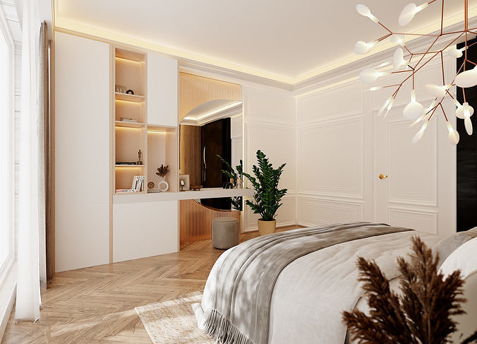 Photorealistic bedroom in native blend file by-VIZFROMBLENDER 3D model 5