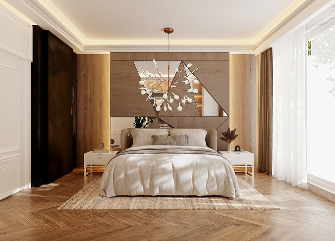 Photorealistic bedroom in native blend file by-VIZFROMBLENDER 3D model 4