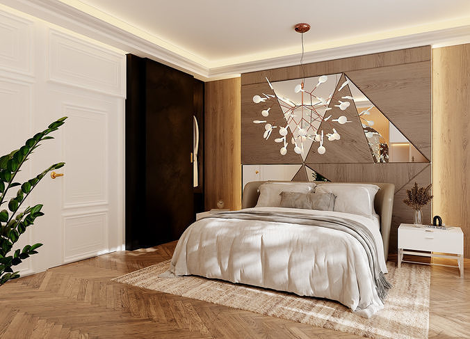 Photorealistic bedroom in native blend file by-VIZFROMBLENDER 3D model 3