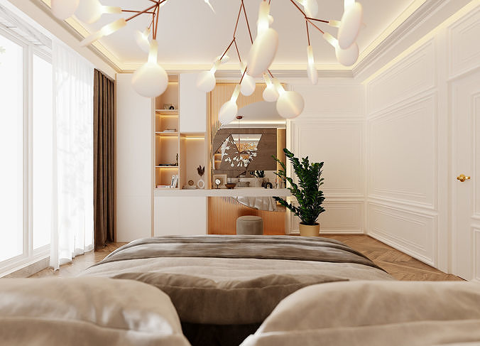 Photorealistic bedroom in native blend file by-VIZFROMBLENDER 3D model 6