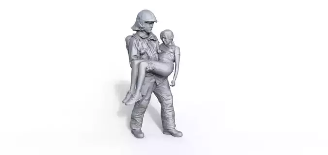 Figure firefighter with child