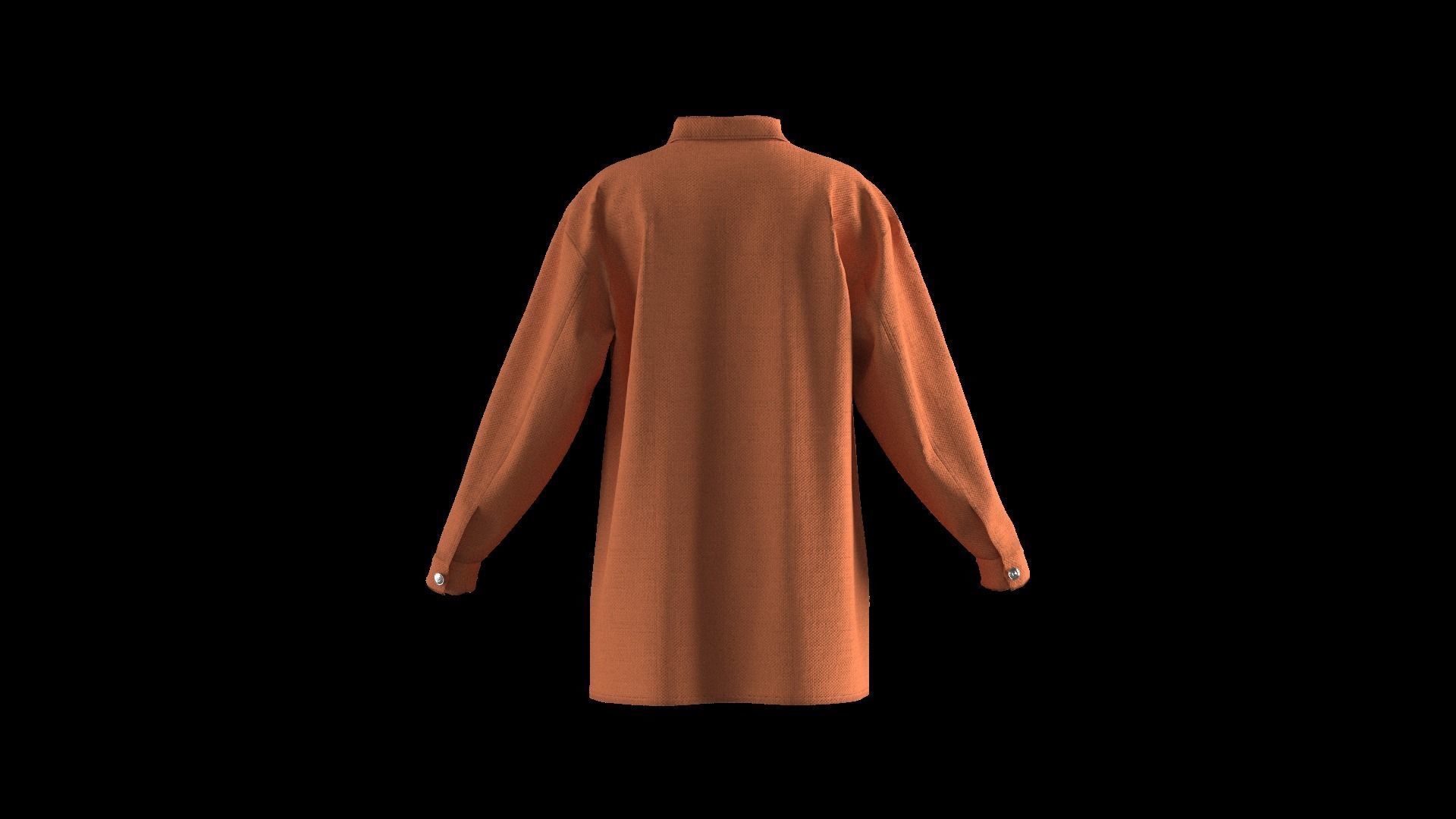 Female shirt dress 3D model_15