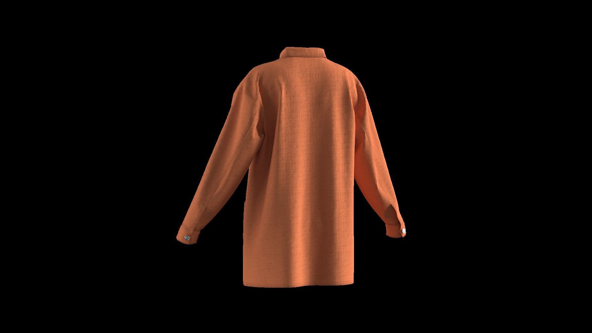 Female shirt dress 3D model_11
