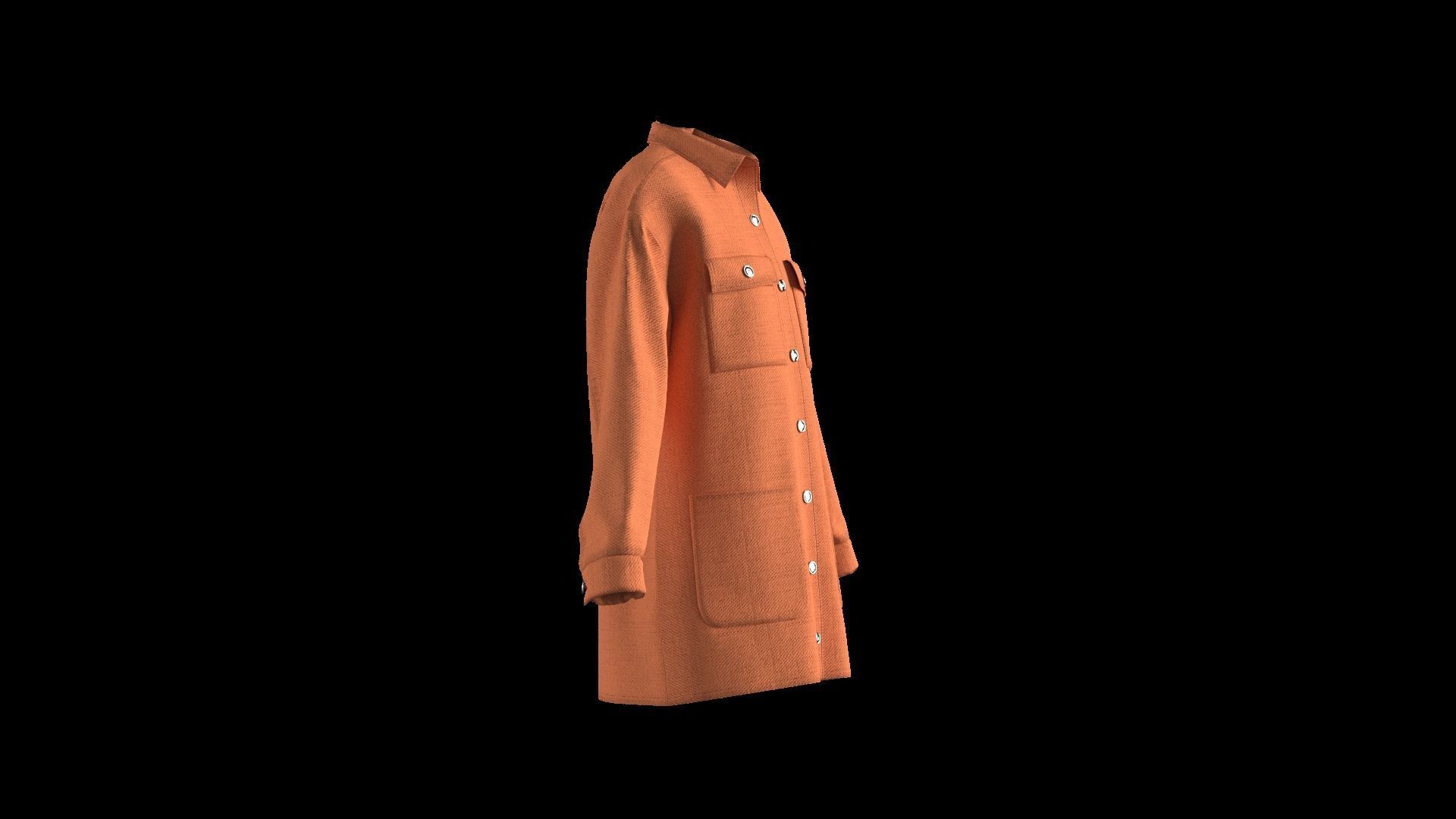 Female shirt dress 3D model_5
