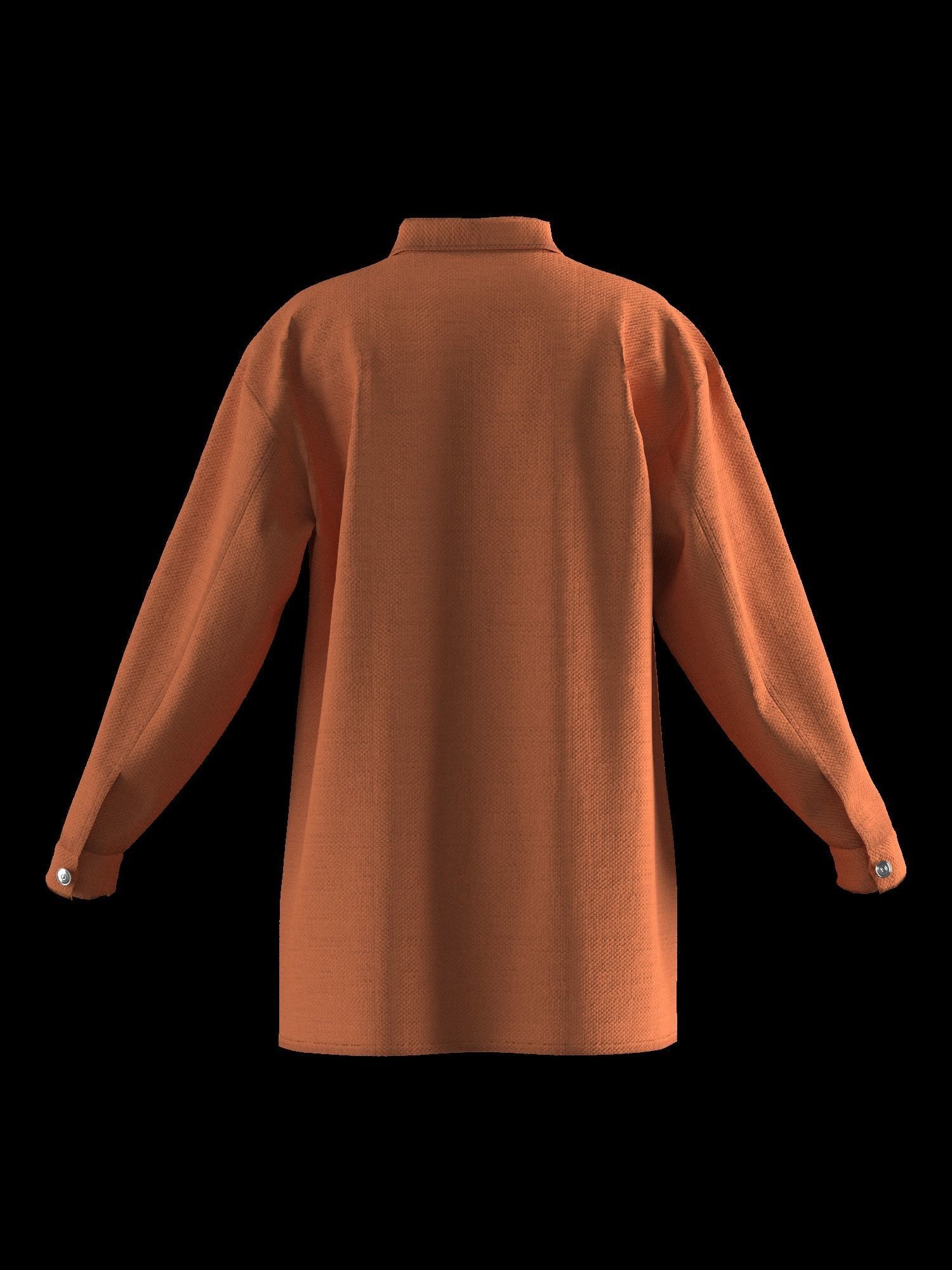 Female shirt dress 3D model_2