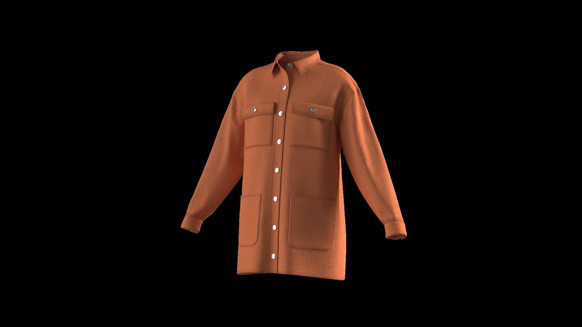 Female shirt dress 3D model_16