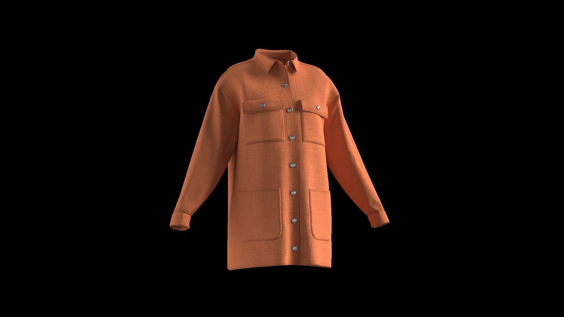 Female shirt dress 3D model_8