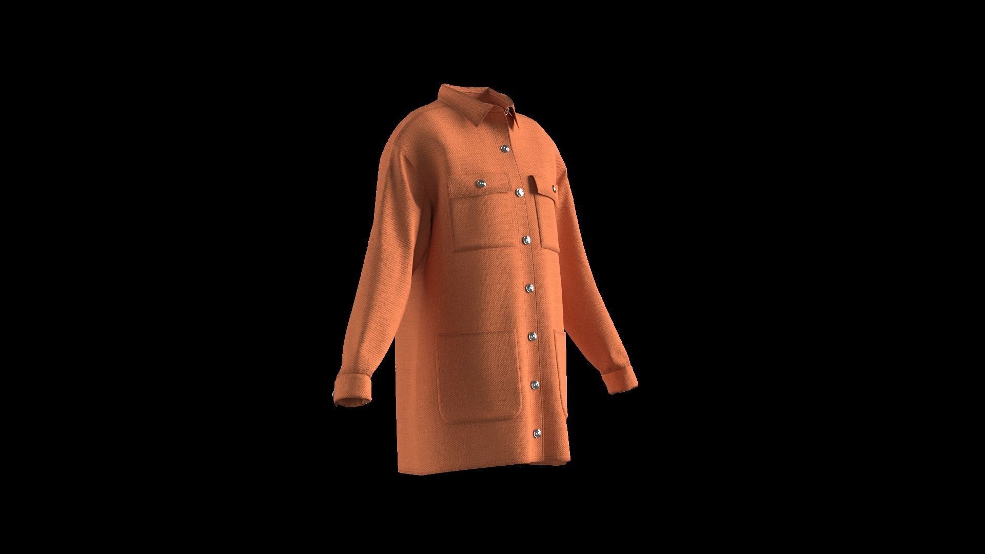 Female shirt dress 3D model_6