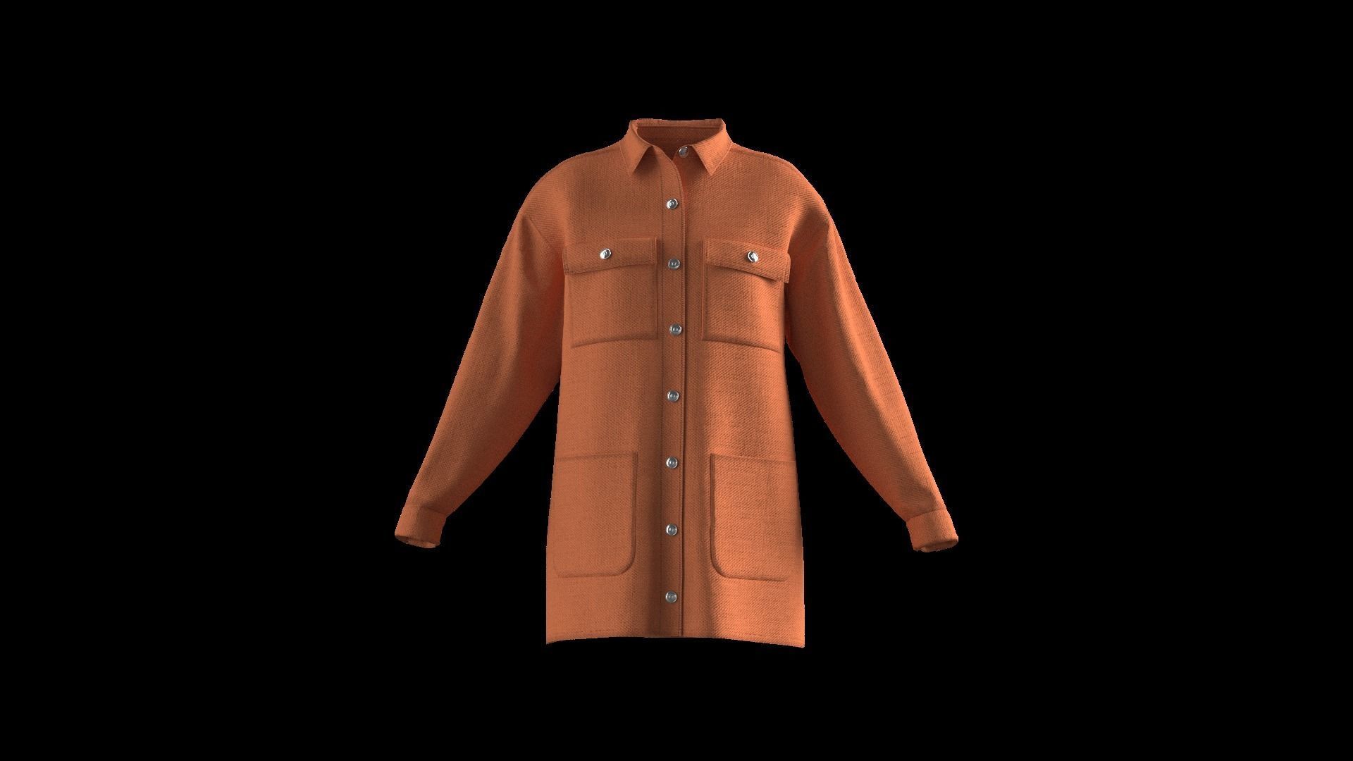 Female shirt dress 3D model_4