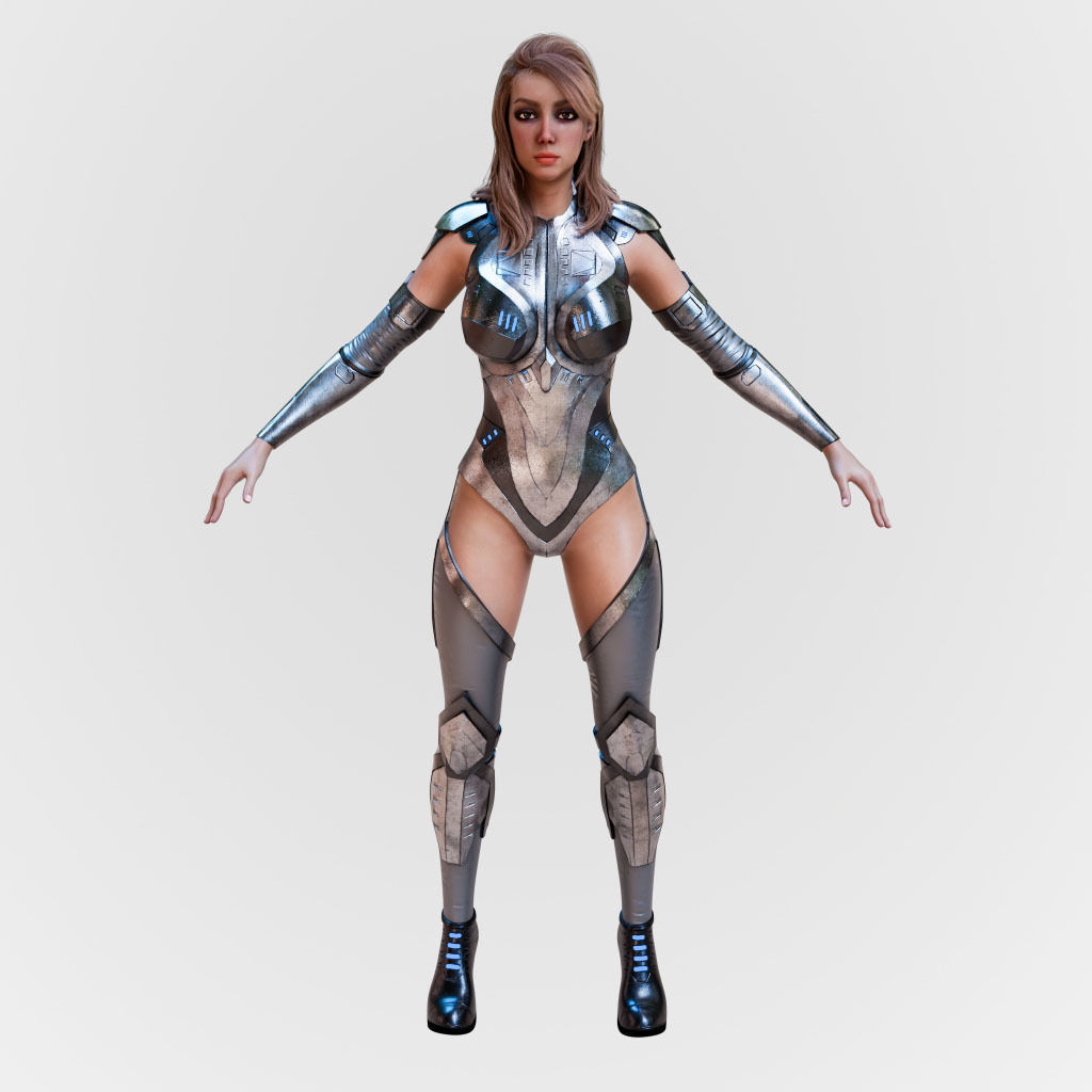 Futuristic Sci-Fi Girl Character Unreal Engine MOCAP Game Ready Low-poly 3D model_15